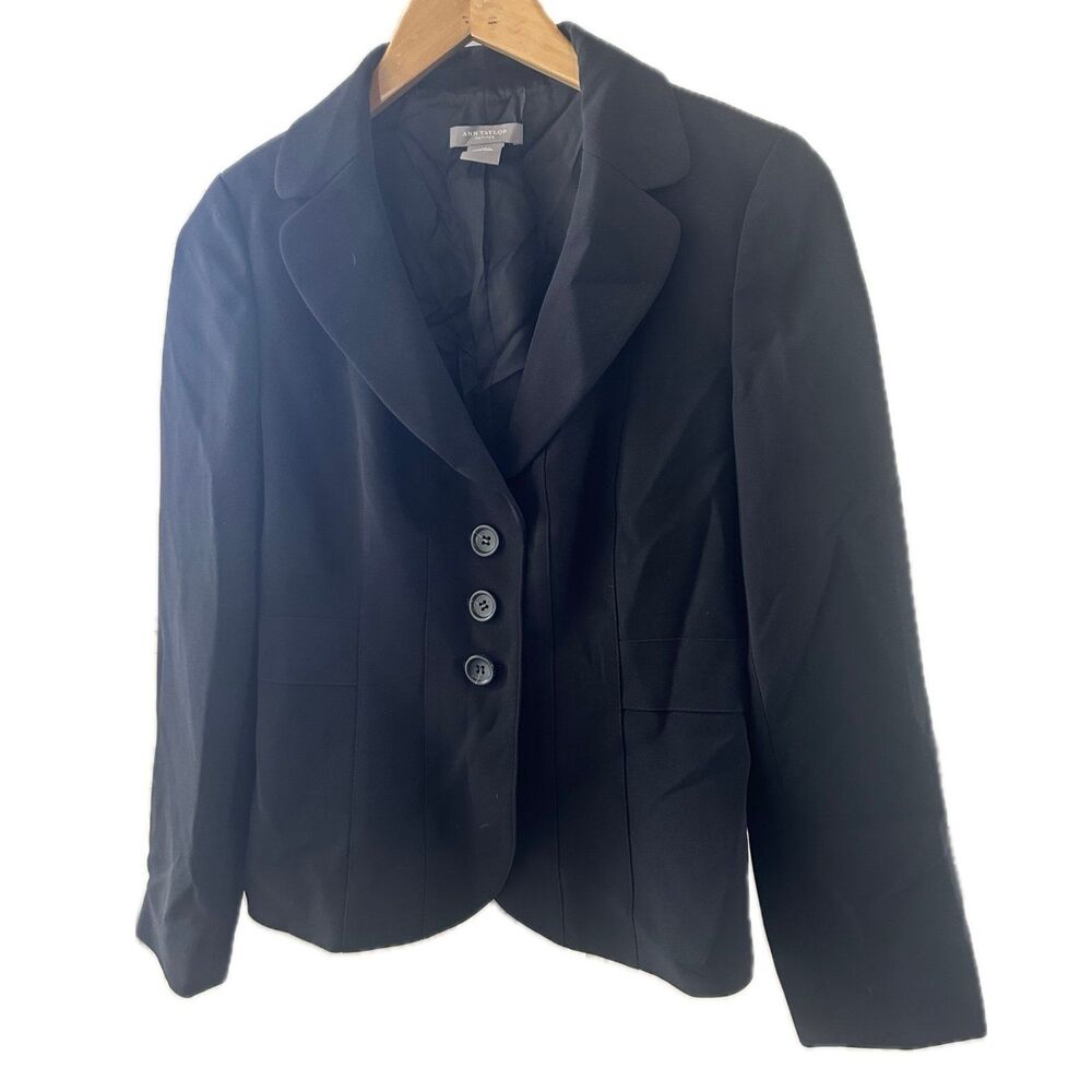 Ann Taylor Women's Black 3 Button Lined Suit Blazer Petite 6P